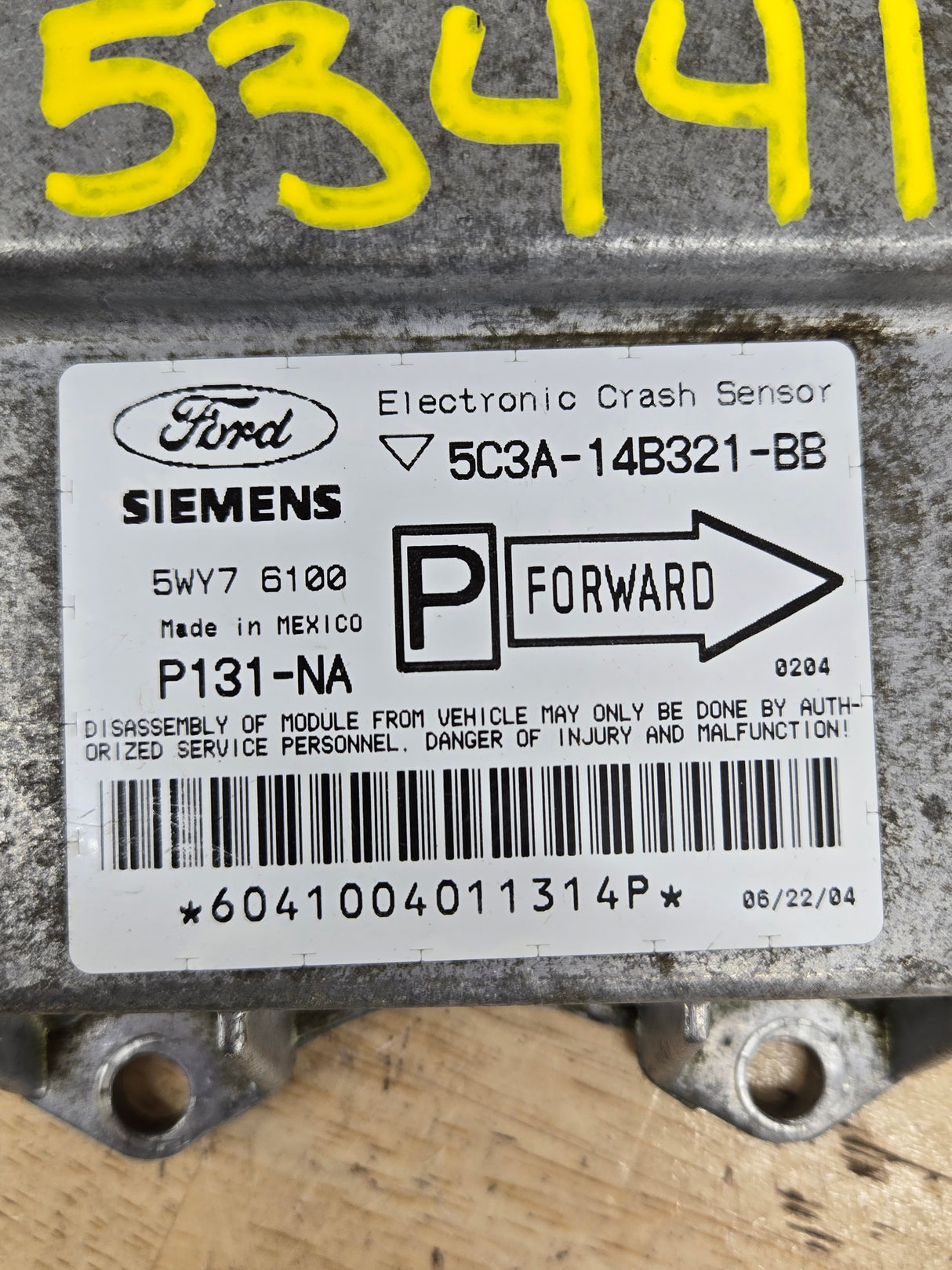 2005-2007 Ford Electronic Crash Sensor Control Module OEM p131-NA / 5C3A-14B321-BB