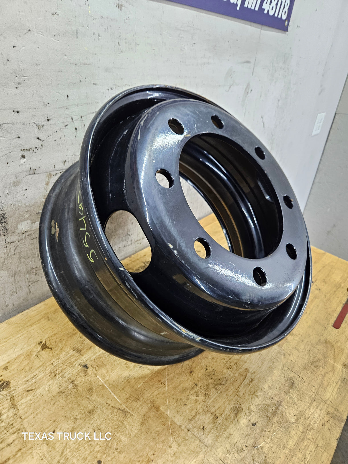 Trailer Wheel, 17.5"x6.75", 8 on 275MM Bolt Pattern, Steel Black OEM Dual, 221 MM Center Bore, 22 MM, 6200 Lbs Capacity