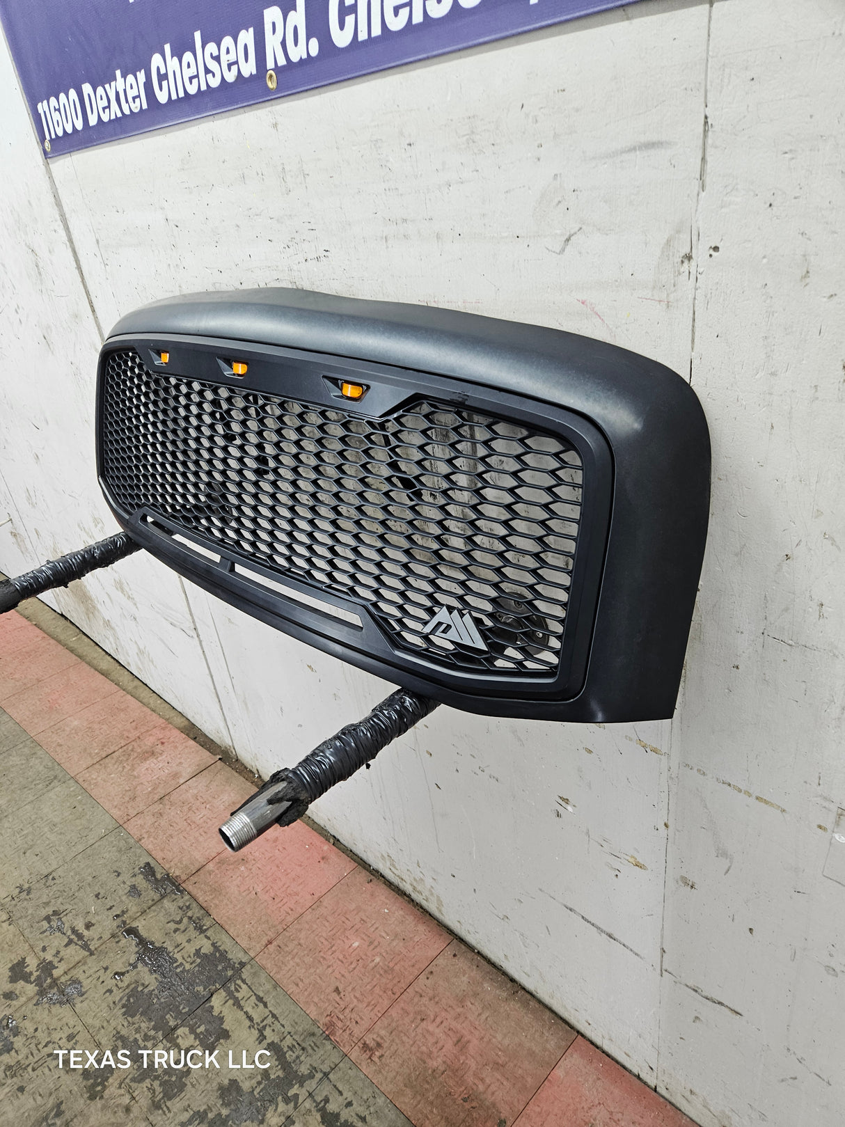 2006-2008 Dodge Ram 3rd Gen 1500 2500 3500 Black Aftermarket Grill with lights