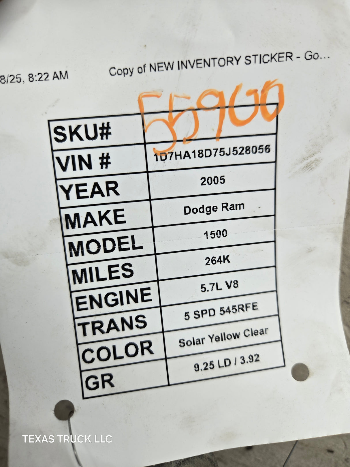 2004-2008 Dodge Ram 1500 5.7L S&B Performance Air Intake Box Used