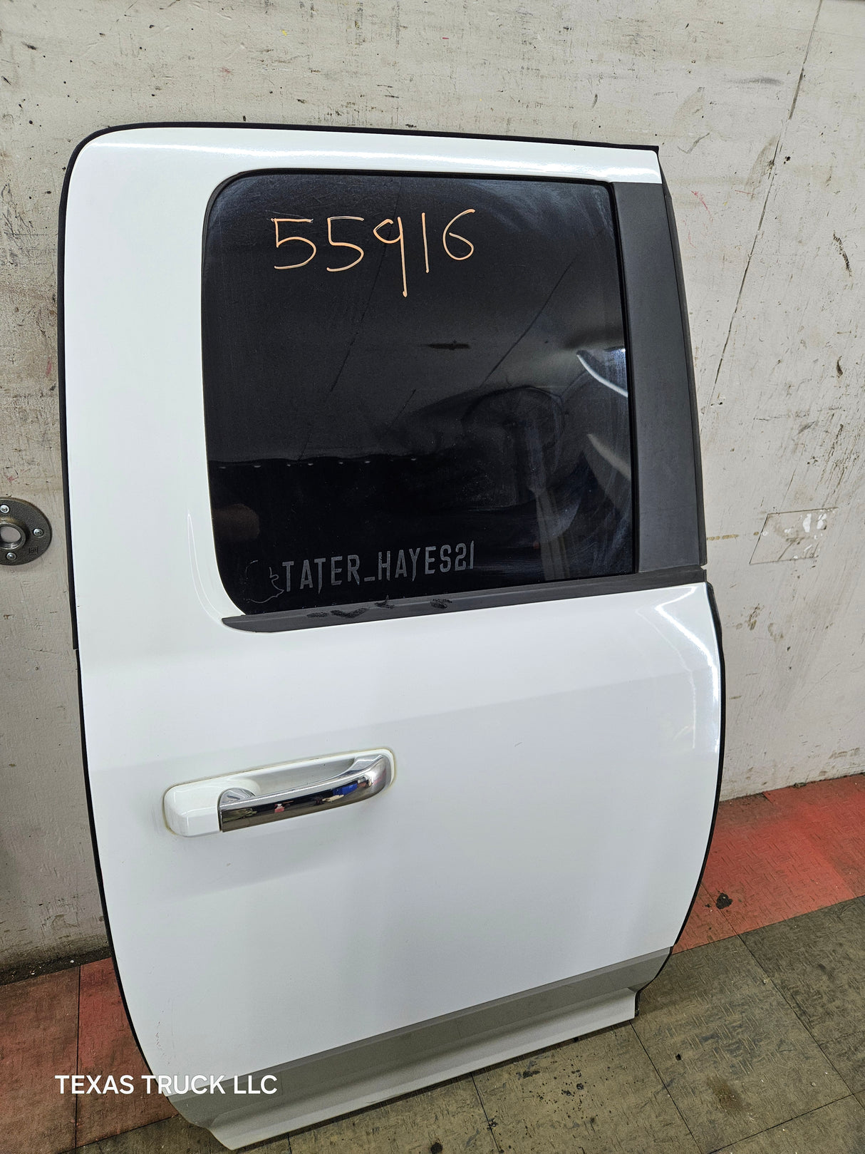 2009-2018 Dodge Ram 4th Gen Passenger Side Rear Quad Cab Door 1500 2500 3500 4500 5500 - Bright White Clear Coat & Pebble Beige/Bark Brown