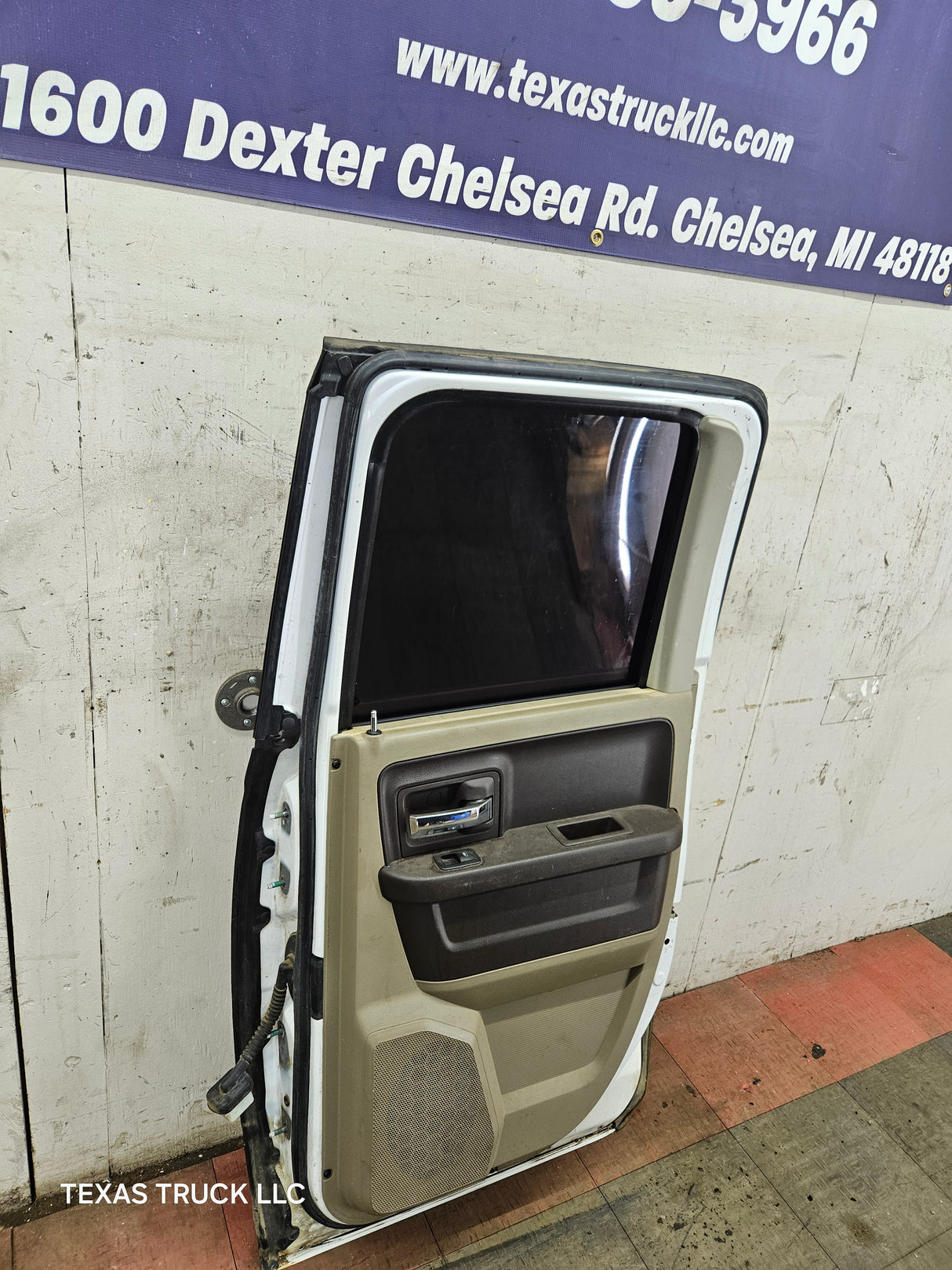 2009-2018 Dodge Ram 4th Gen Passenger Side Rear Quad Cab Door 1500 2500 3500 4500 5500 - Bright White Clear Coat & Pebble Beige/Bark Brown