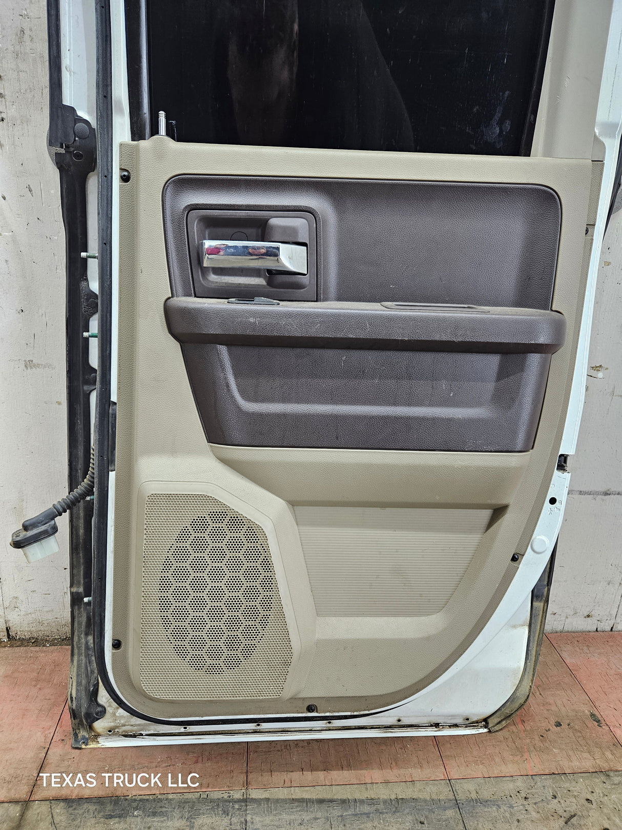 2009-2018 Dodge Ram 4th Gen Passenger Side Rear Quad Cab Door 1500 2500 3500 4500 5500 - Bright White Clear Coat & Pebble Beige/Bark Brown