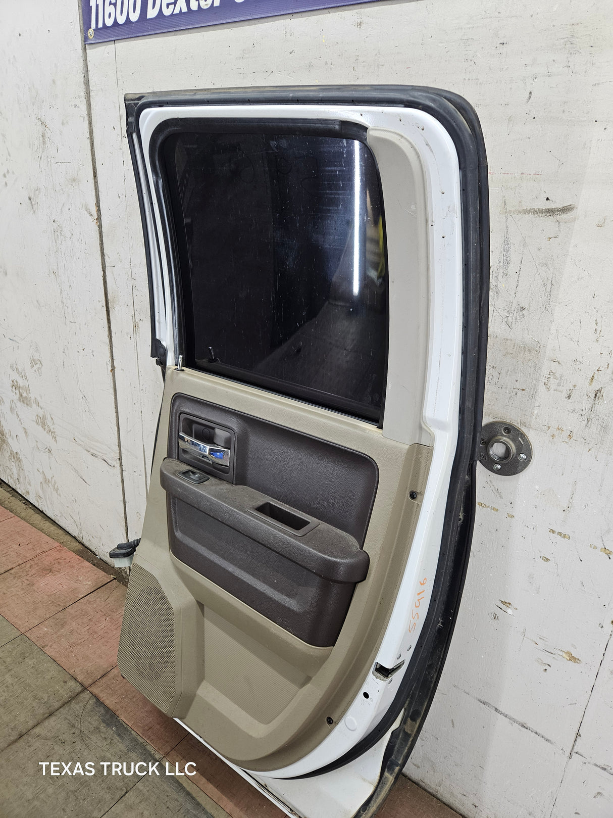 2009-2018 Dodge Ram 4th Gen Passenger Side Rear Quad Cab Door 1500 2500 3500 4500 5500 - Bright White Clear Coat & Pebble Beige/Bark Brown