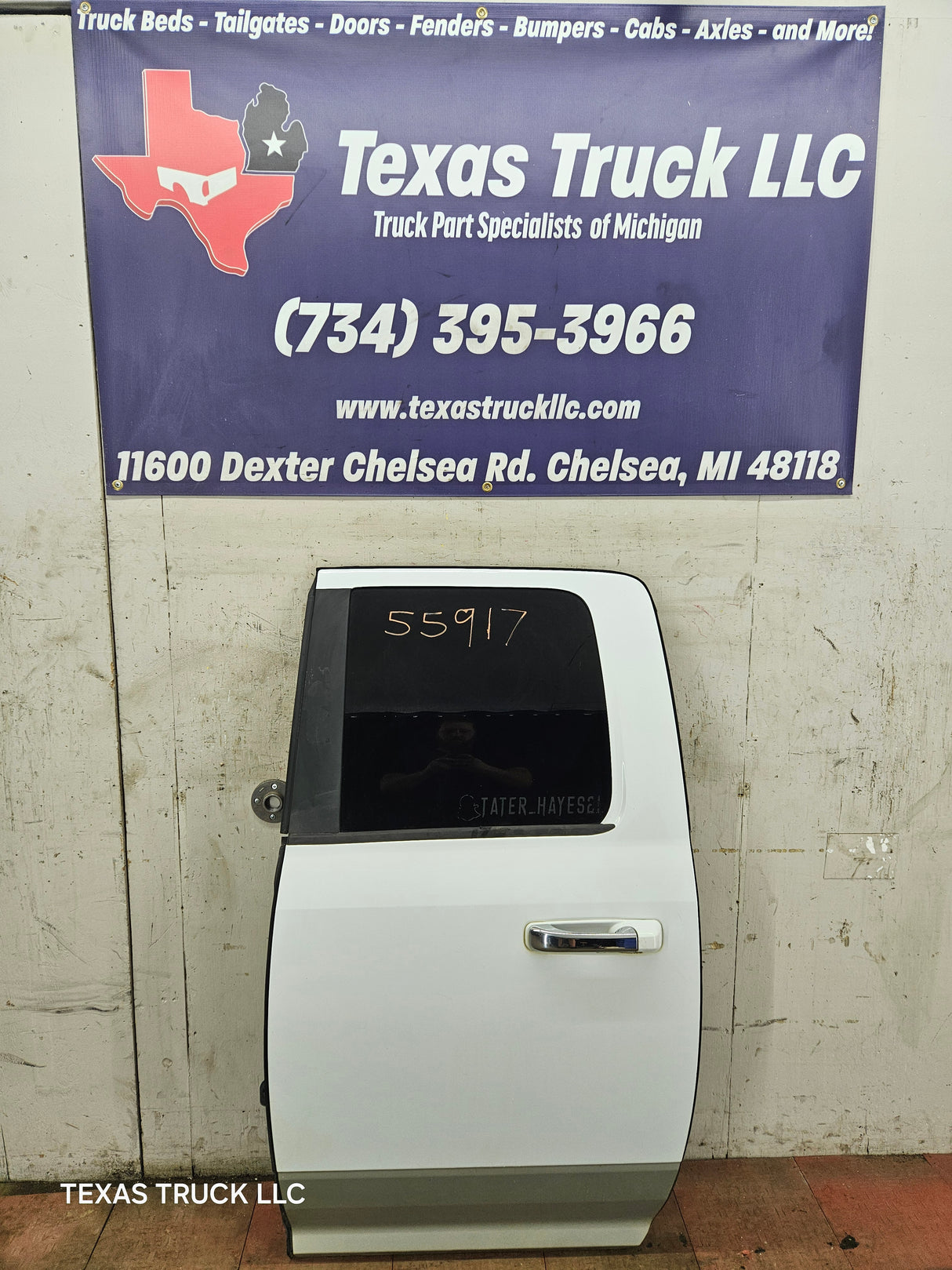 2009-2018 Dodge Ram 4th Gen Driver Side LH Rear Quad Cab Door 1500 2500 3500 4500 5500 - Bright White Clear Coat & Pebble Beige/Bark Brown