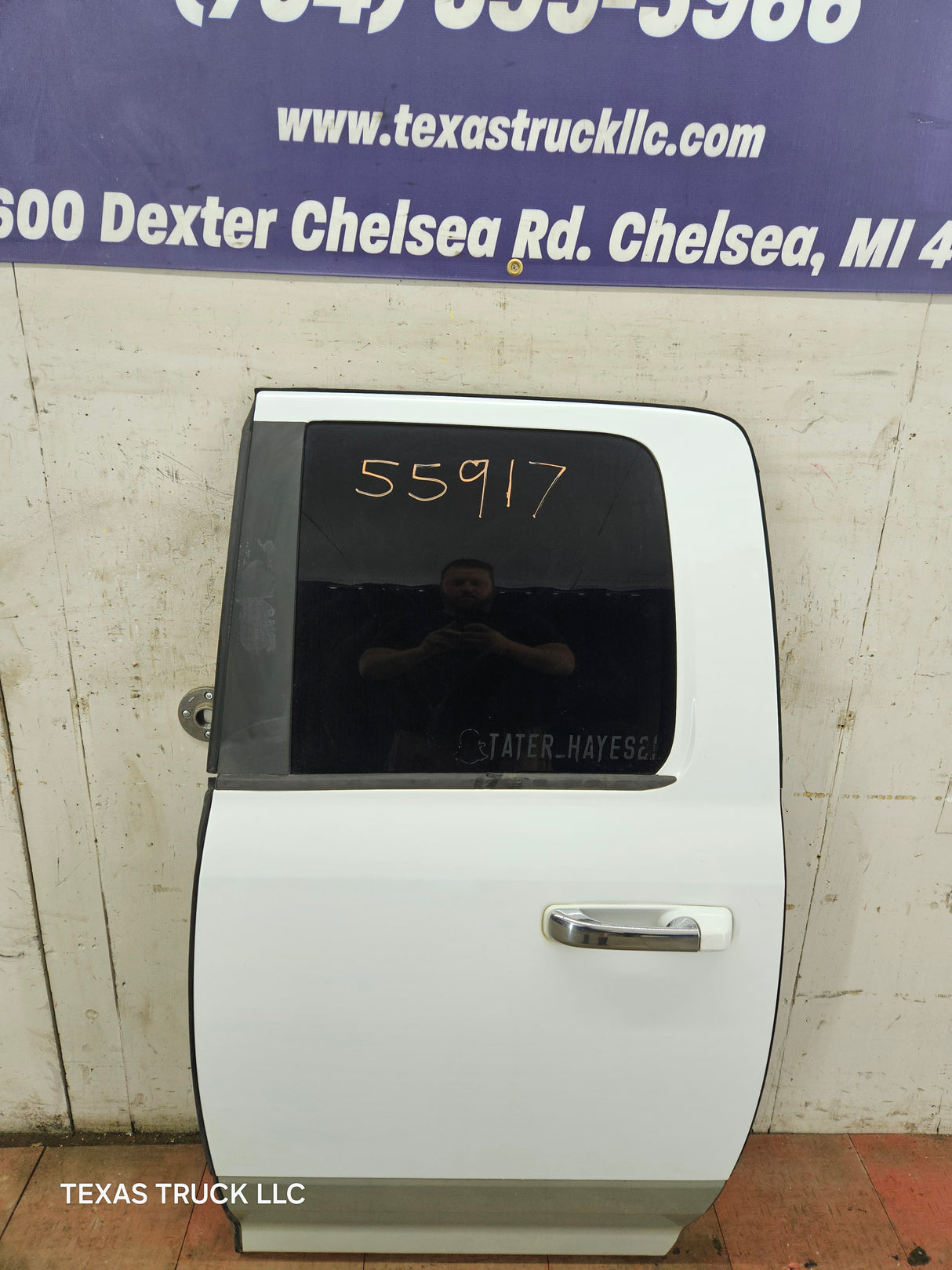 2009-2018 Dodge Ram 4th Gen Driver Side LH Rear Quad Cab Door 1500 2500 3500 4500 5500 - Bright White Clear Coat & Pebble Beige/Bark Brown