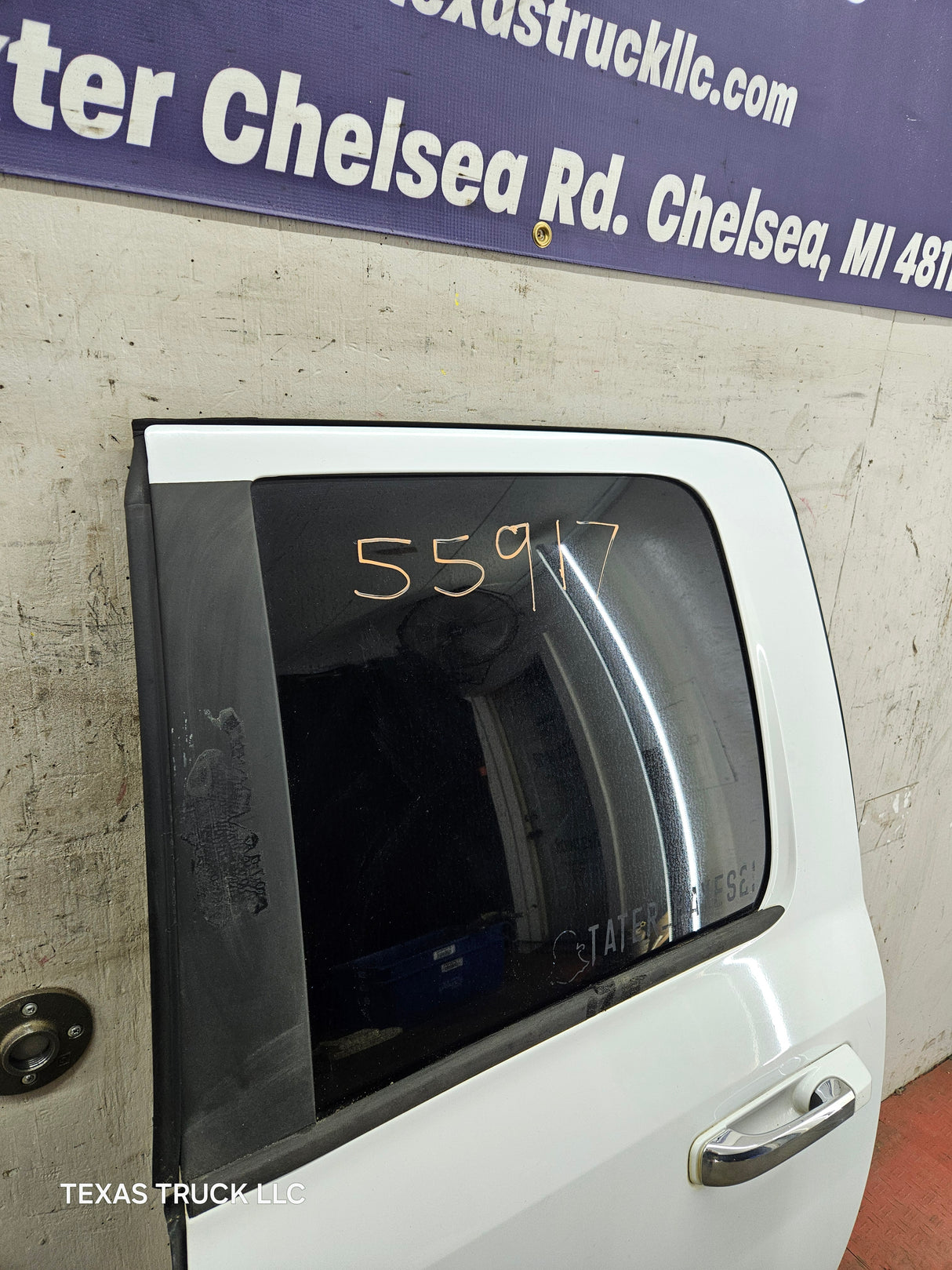 2009-2018 Dodge Ram 4th Gen Driver Side LH Rear Quad Cab Door 1500 2500 3500 4500 5500 - Bright White Clear Coat & Pebble Beige/Bark Brown