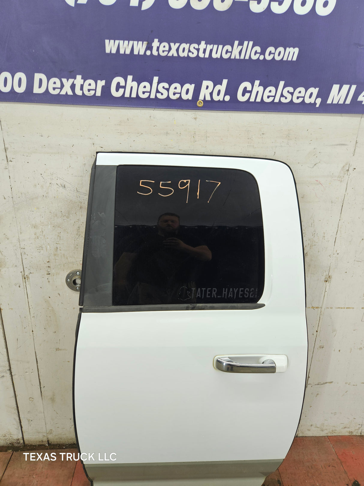 2009-2018 Dodge Ram 4th Gen Driver Side LH Rear Quad Cab Door 1500 2500 3500 4500 5500 - Bright White Clear Coat & Pebble Beige/Bark Brown