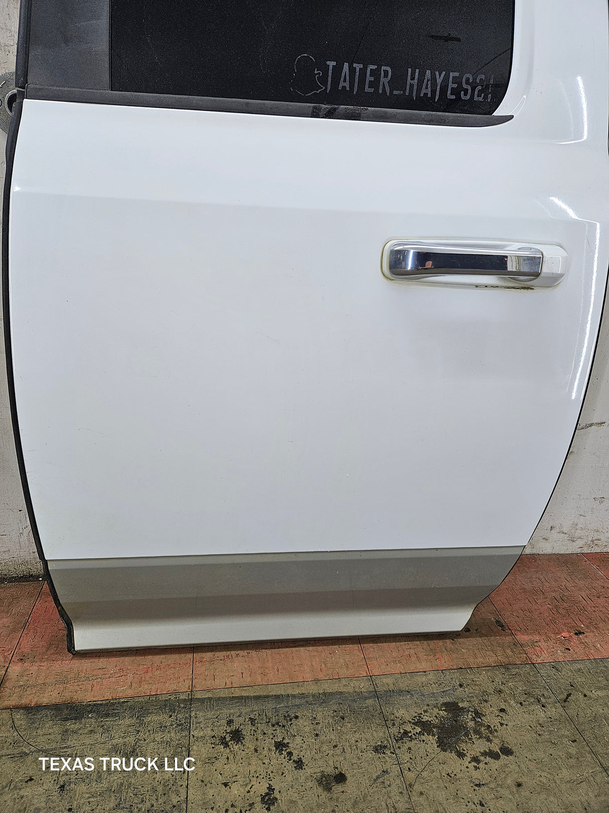 2009-2018 Dodge Ram 4th Gen Driver Side LH Rear Quad Cab Door 1500 2500 3500 4500 5500 - Bright White Clear Coat & Pebble Beige/Bark Brown