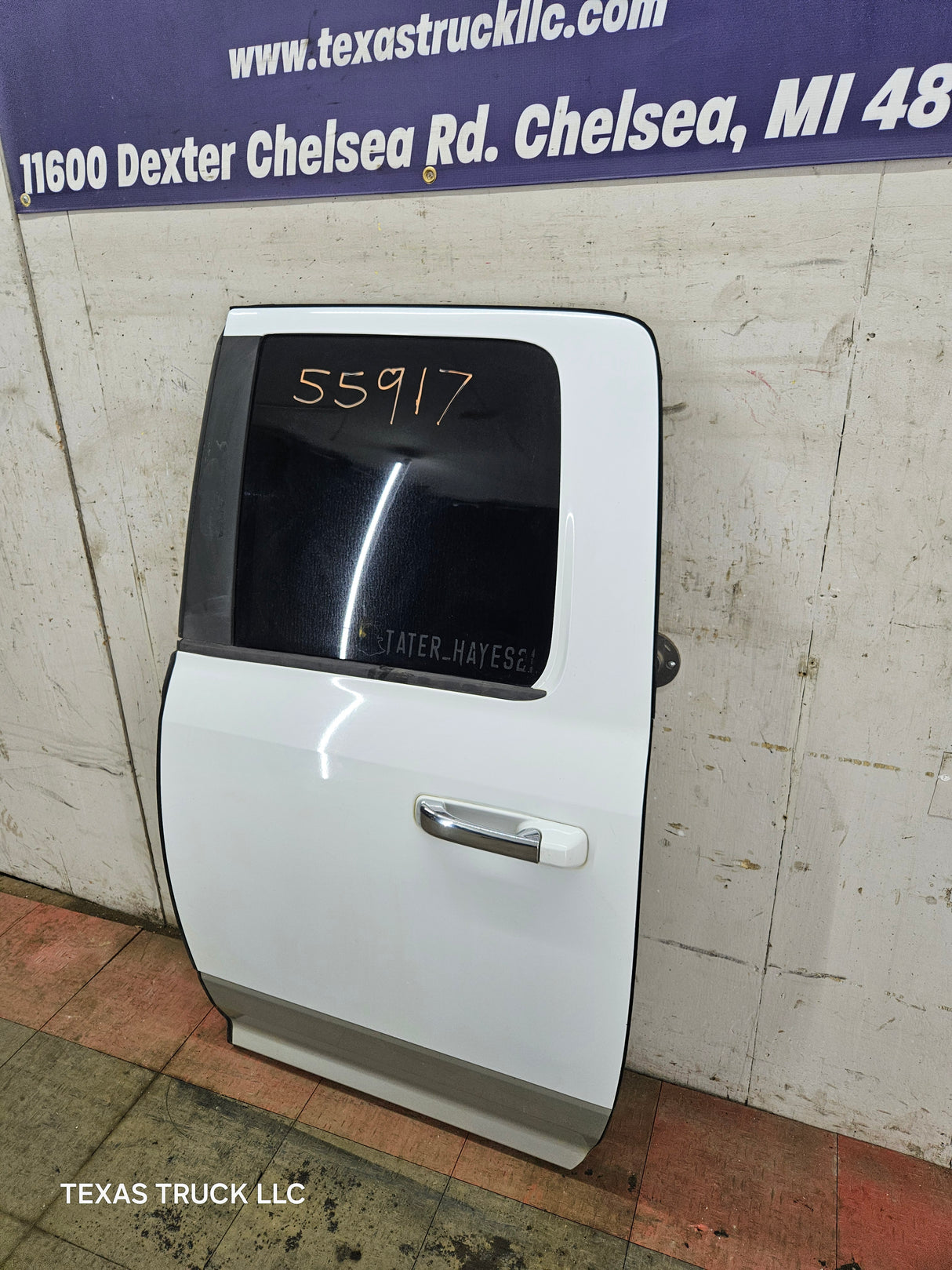 2009-2018 Dodge Ram 4th Gen Driver Side LH Rear Quad Cab Door 1500 2500 3500 4500 5500 - Bright White Clear Coat & Pebble Beige/Bark Brown