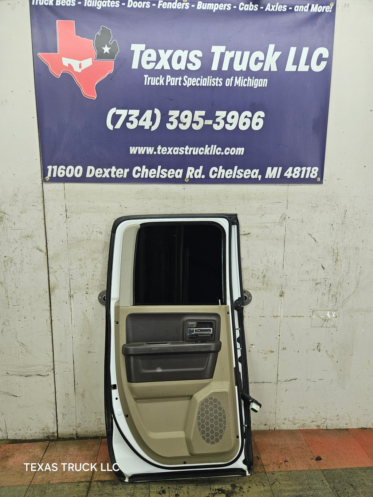 2009-2018 Dodge Ram 4th Gen Driver Side LH Rear Quad Cab Door 1500 2500 3500 4500 5500 - Bright White Clear Coat & Pebble Beige/Bark Brown