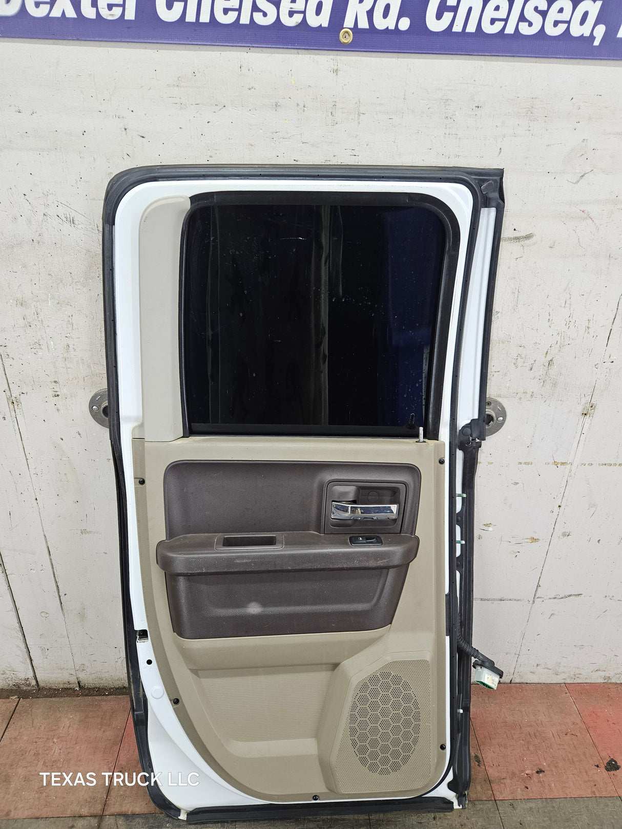 2009-2018 Dodge Ram 4th Gen Driver Side LH Rear Quad Cab Door 1500 2500 3500 4500 5500 - Bright White Clear Coat & Pebble Beige/Bark Brown