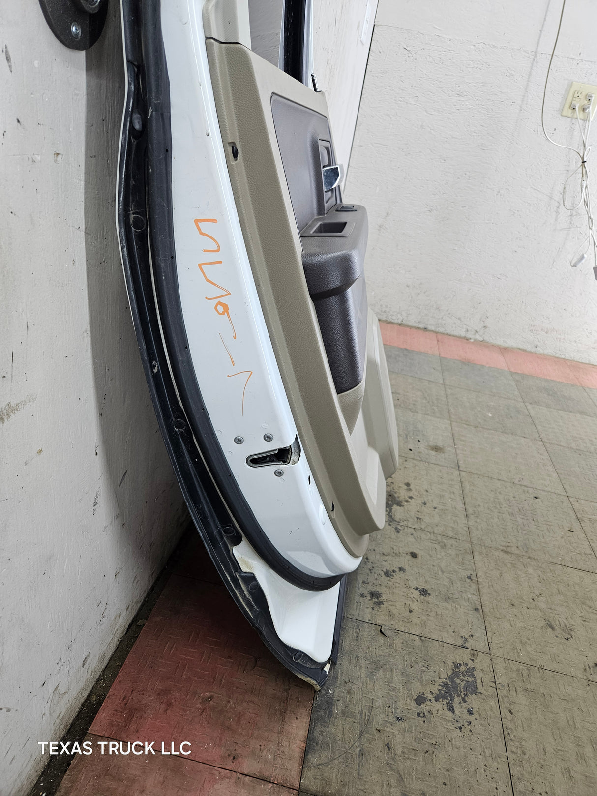 2009-2018 Dodge Ram 4th Gen Driver Side LH Rear Quad Cab Door 1500 2500 3500 4500 5500 - Bright White Clear Coat & Pebble Beige/Bark Brown