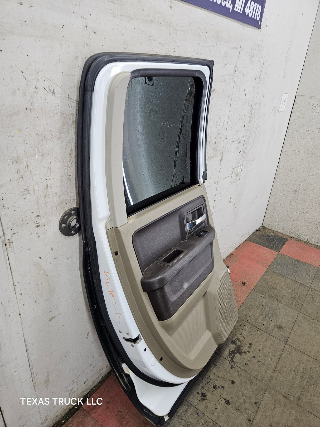 2009-2018 Dodge Ram 4th Gen Driver Side LH Rear Quad Cab Door 1500 2500 3500 4500 5500 - Bright White Clear Coat & Pebble Beige/Bark Brown