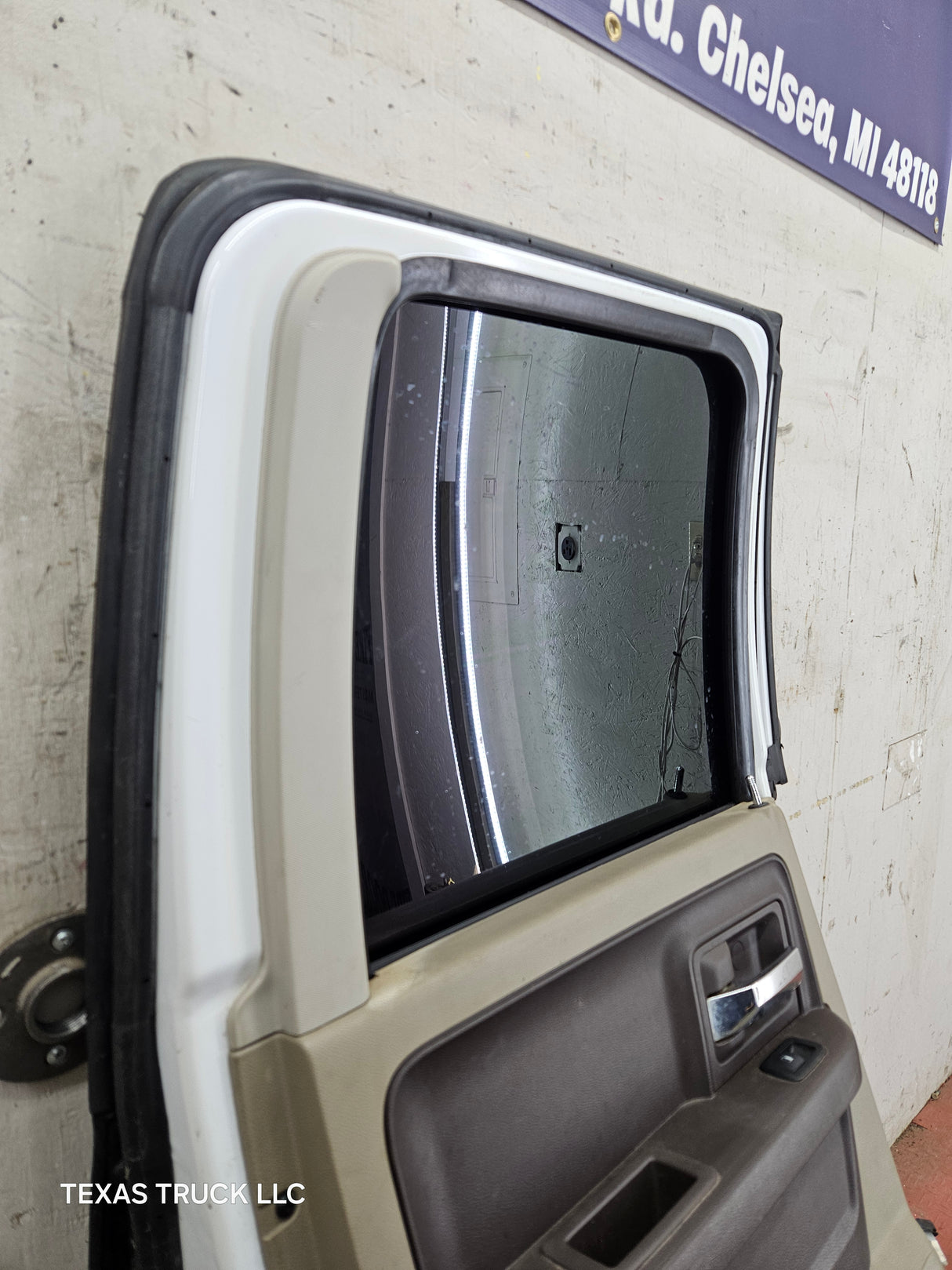 2009-2018 Dodge Ram 4th Gen Driver Side LH Rear Quad Cab Door 1500 2500 3500 4500 5500 - Bright White Clear Coat & Pebble Beige/Bark Brown