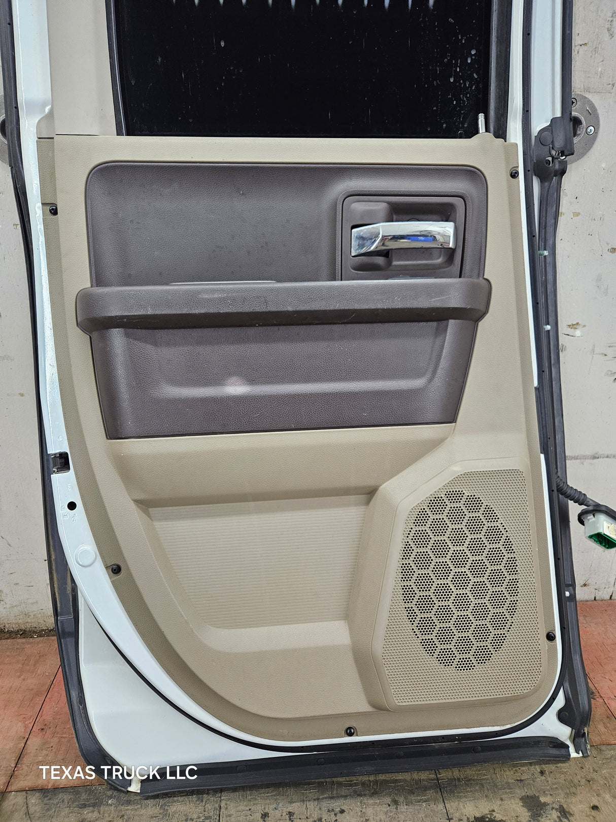 2009-2018 Dodge Ram 4th Gen Driver Side LH Rear Quad Cab Door 1500 2500 3500 4500 5500 - Bright White Clear Coat & Pebble Beige/Bark Brown