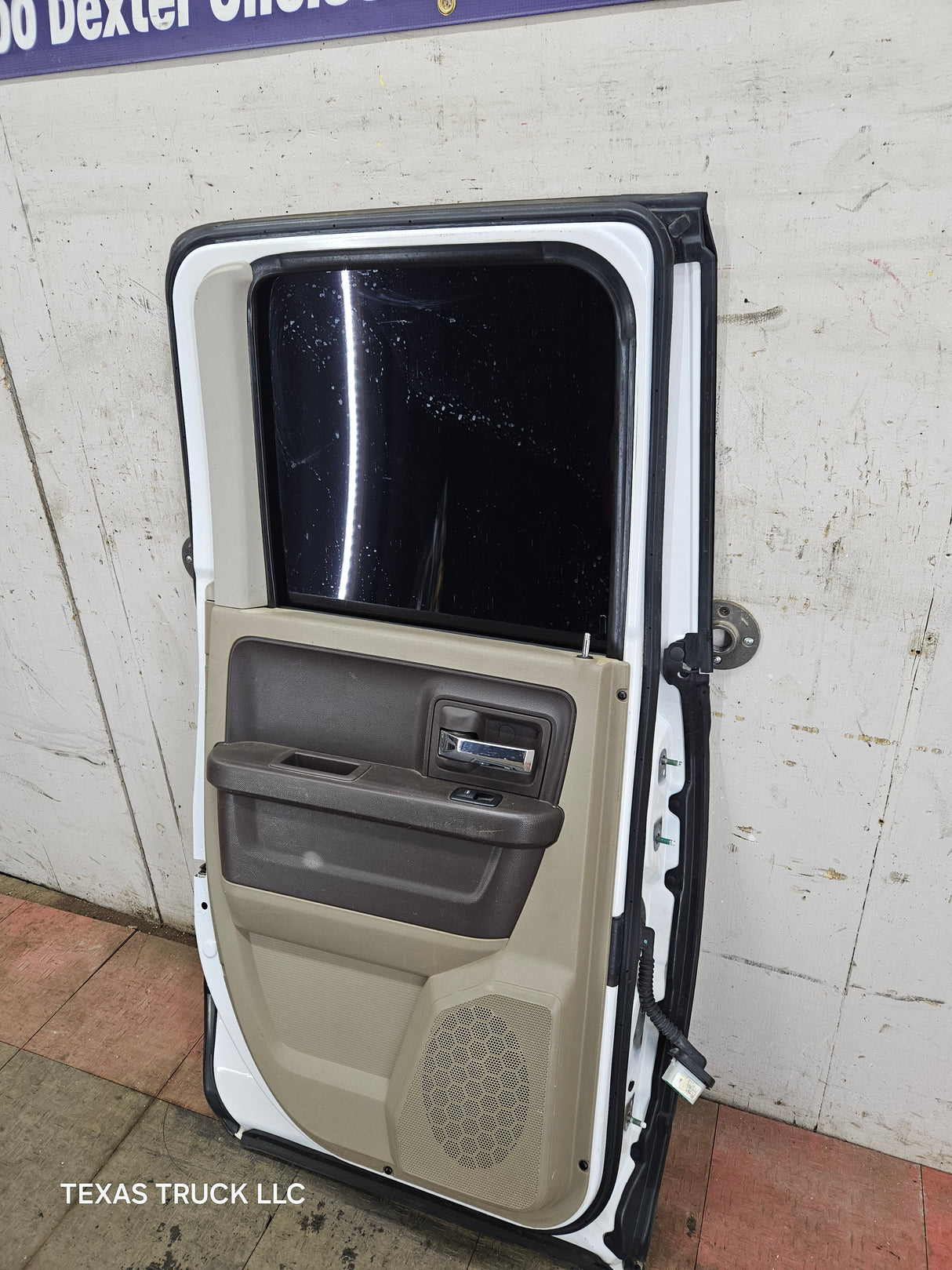 2009-2018 Dodge Ram 4th Gen Driver Side LH Rear Quad Cab Door 1500 2500 3500 4500 5500 - Bright White Clear Coat & Pebble Beige/Bark Brown