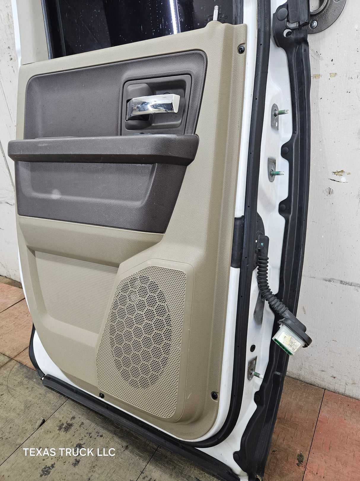 2009-2018 Dodge Ram 4th Gen Driver Side LH Rear Quad Cab Door 1500 2500 3500 4500 5500 - Bright White Clear Coat & Pebble Beige/Bark Brown