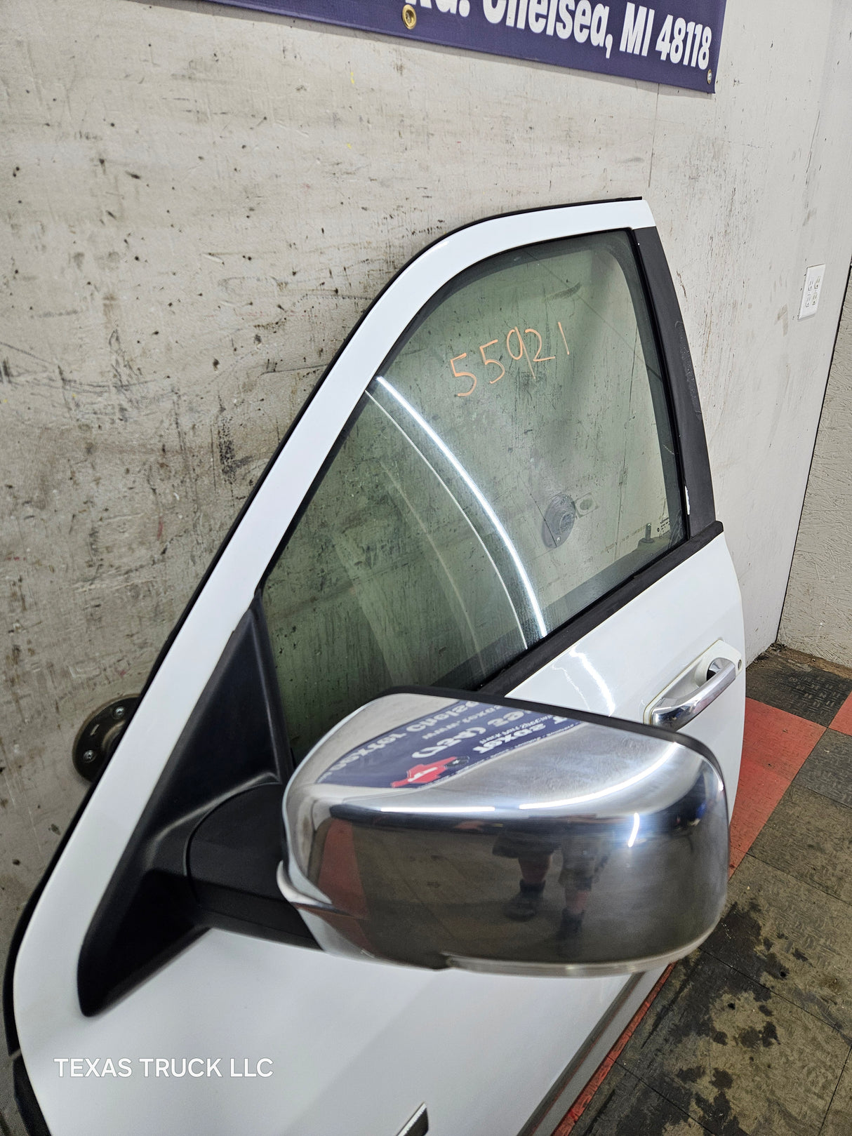 2009-2018 Dodge Ram 4th Gen LH Driver Side Front Quad Cab Door 1500 2500 3500 4500 5500 - Bright White Clear Coat & Pebble Beige/Bark Brown