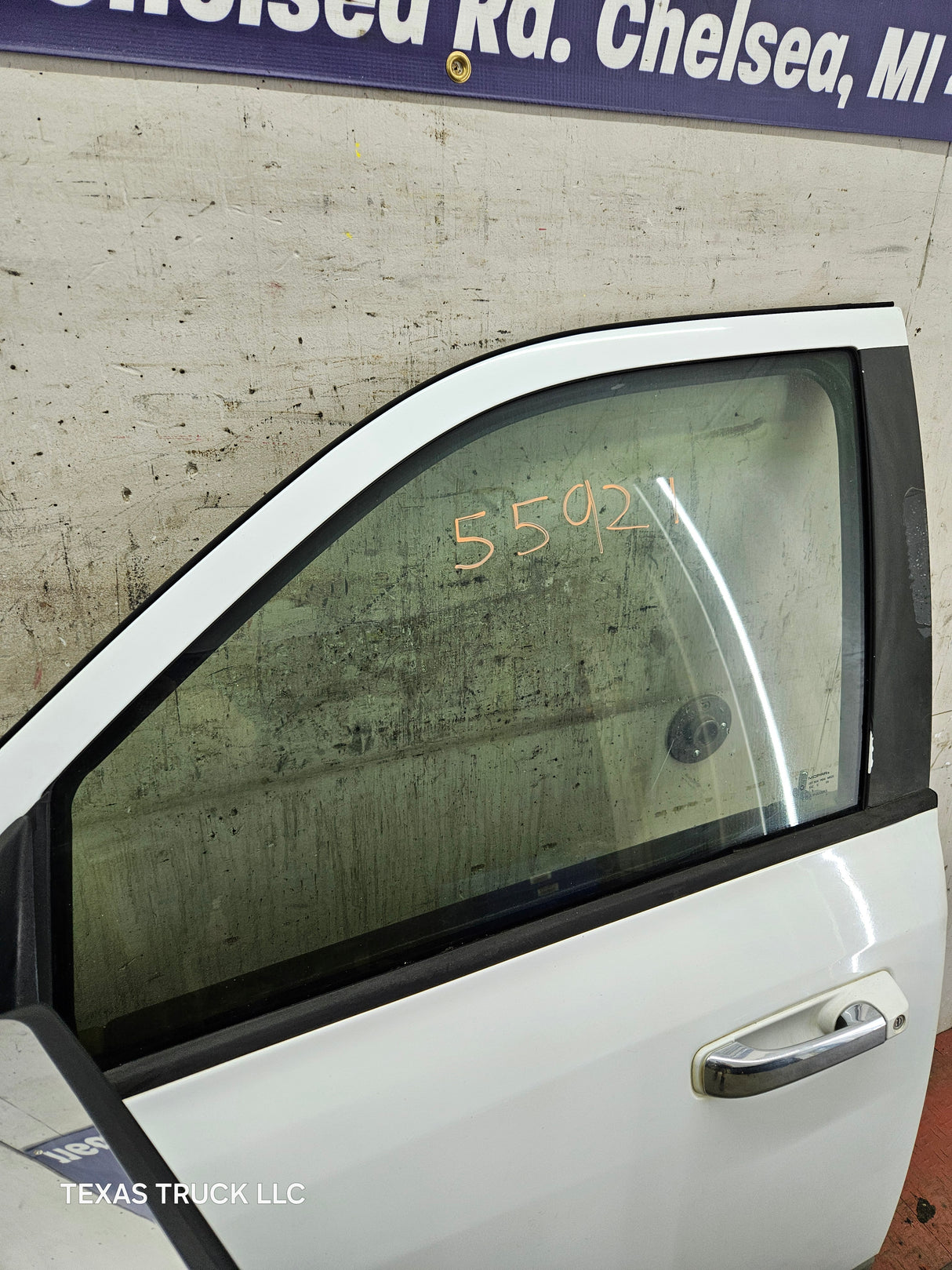 2009-2018 Dodge Ram 4th Gen LH Driver Side Front Quad Cab Door 1500 2500 3500 4500 5500 - Bright White Clear Coat & Pebble Beige/Bark Brown