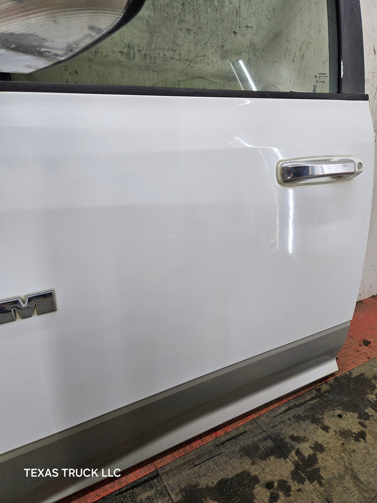 2009-2018 Dodge Ram 4th Gen LH Driver Side Front Quad Cab Door 1500 2500 3500 4500 5500 - Bright White Clear Coat & Pebble Beige/Bark Brown