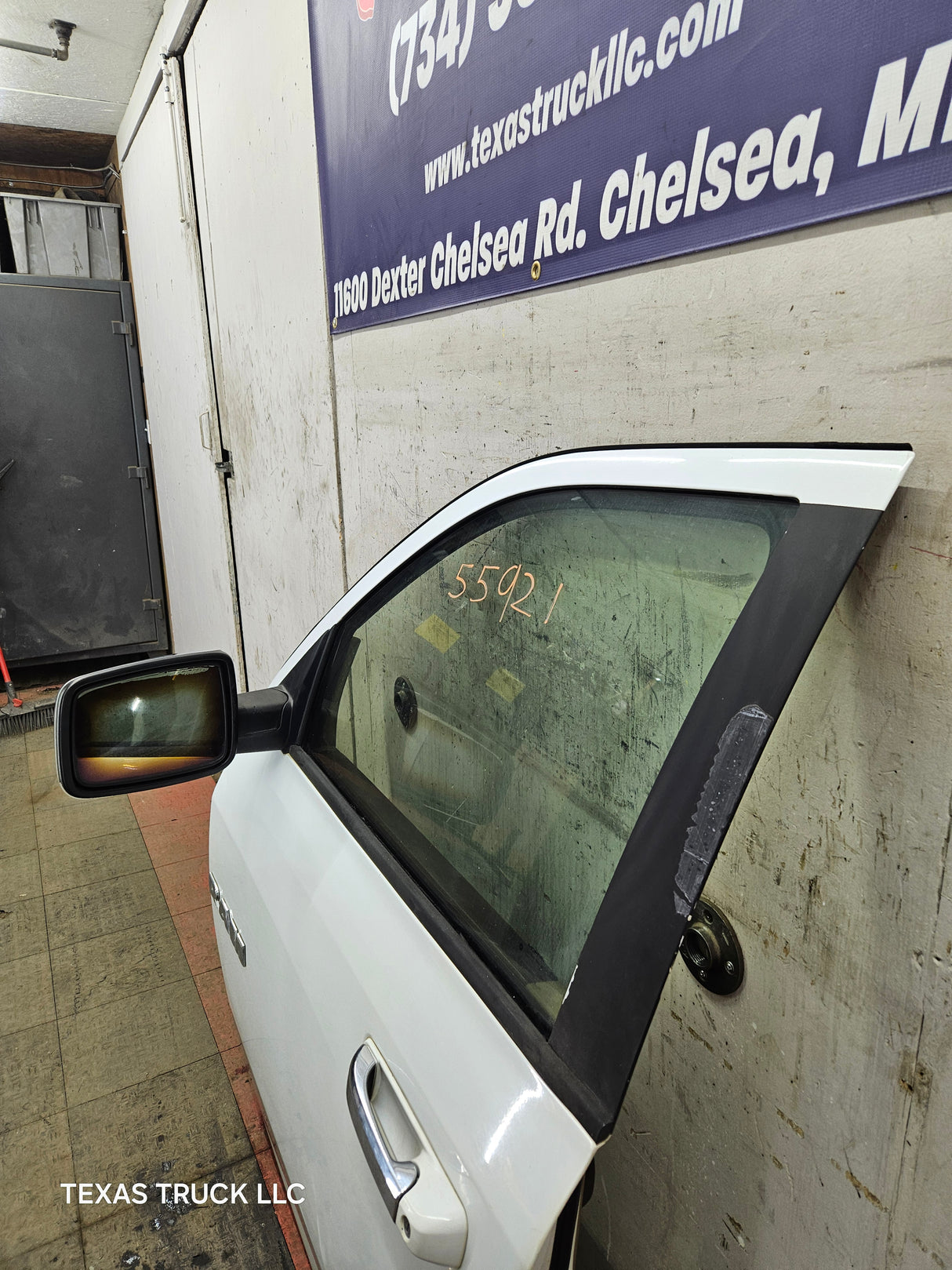 2009-2018 Dodge Ram 4th Gen LH Driver Side Front Quad Cab Door 1500 2500 3500 4500 5500 - Bright White Clear Coat & Pebble Beige/Bark Brown