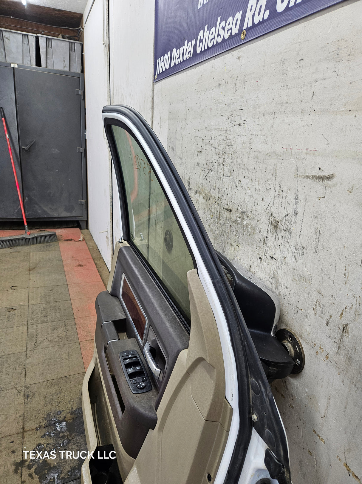 2009-2018 Dodge Ram 4th Gen LH Driver Side Front Quad Cab Door 1500 2500 3500 4500 5500 - Bright White Clear Coat & Pebble Beige/Bark Brown