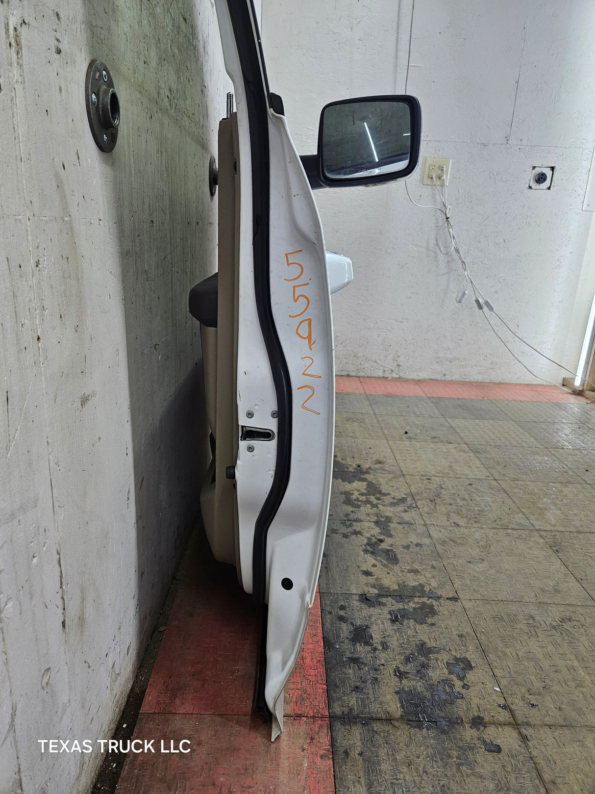 2009-2018 Dodge Ram 4th Gen Passenger Side RH Front Quad Crew Cab Door 1500 2500 3500 4500 5500 - Bright White Clear Coat & Pebble Beige/Bark Brown