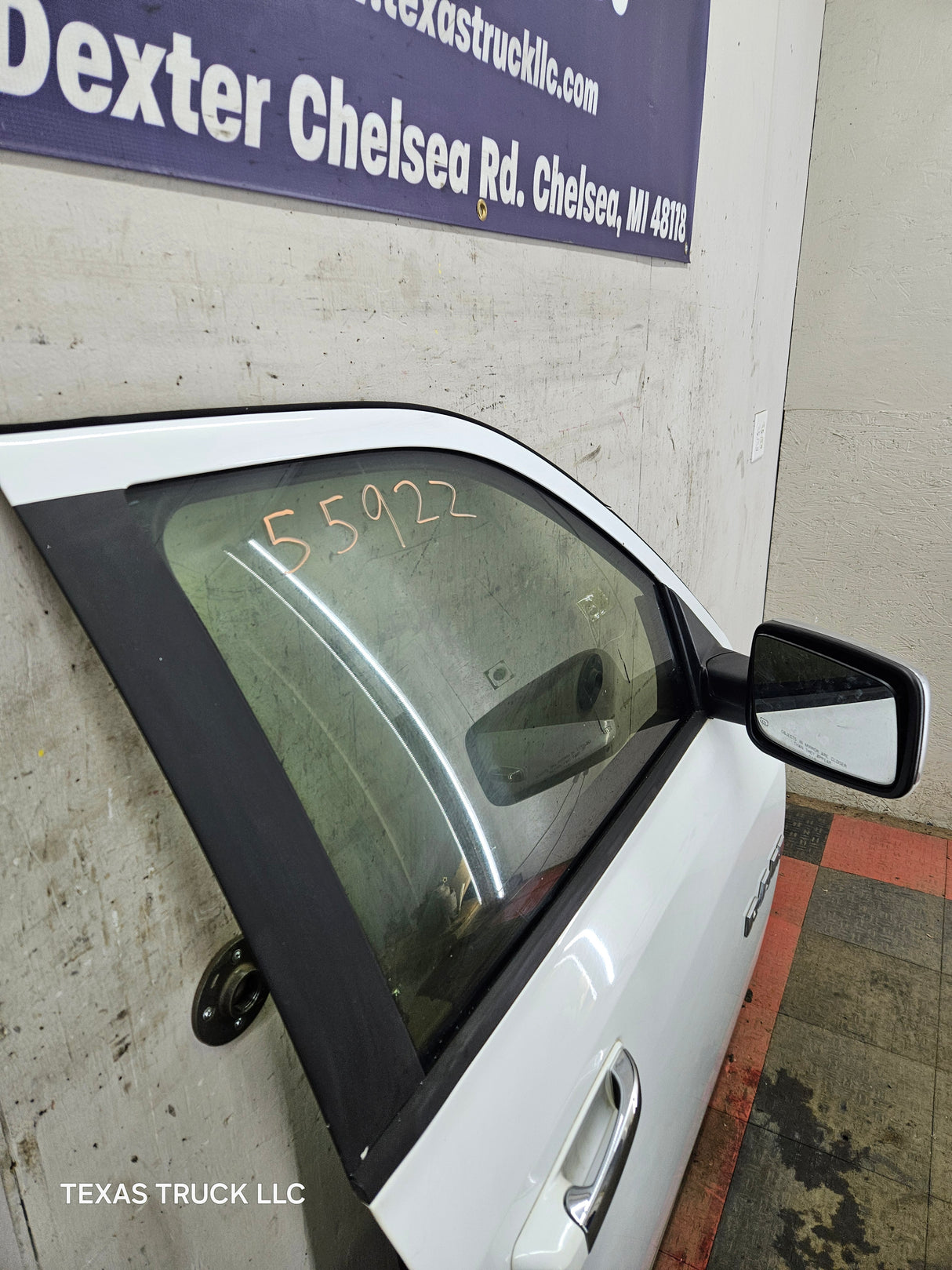 2009-2018 Dodge Ram 4th Gen Passenger Side RH Front Quad Crew Cab Door 1500 2500 3500 4500 5500 - Bright White Clear Coat & Pebble Beige/Bark Brown