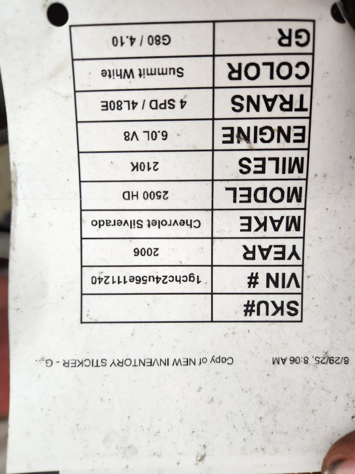 2001-2007 Chevrolet Silverado / GMC Sierra 2500 3500 HD Rear Axle 4.10 10.5"