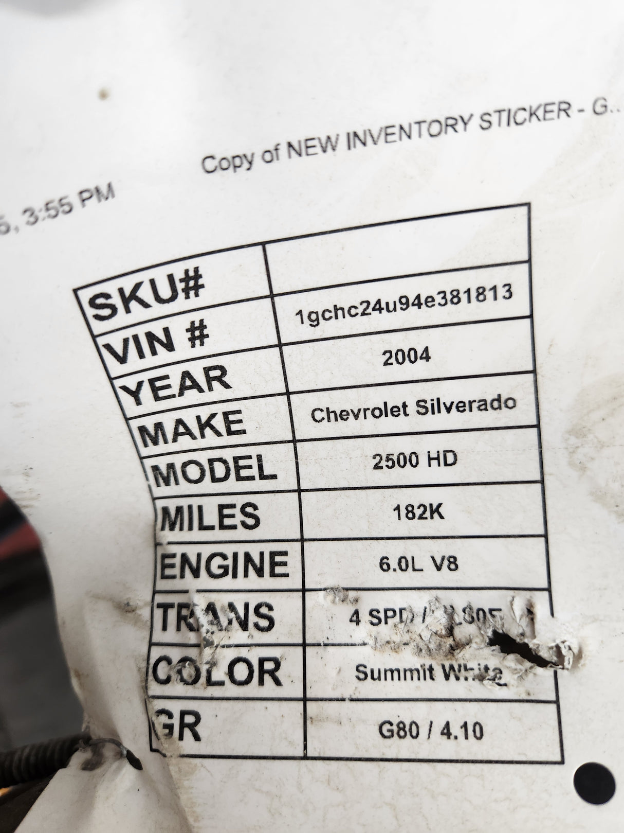 2001-2007 Chevrolet Silverado / GMC Sierra 2500 3500 HD Rear Axle 4.10 10.5"