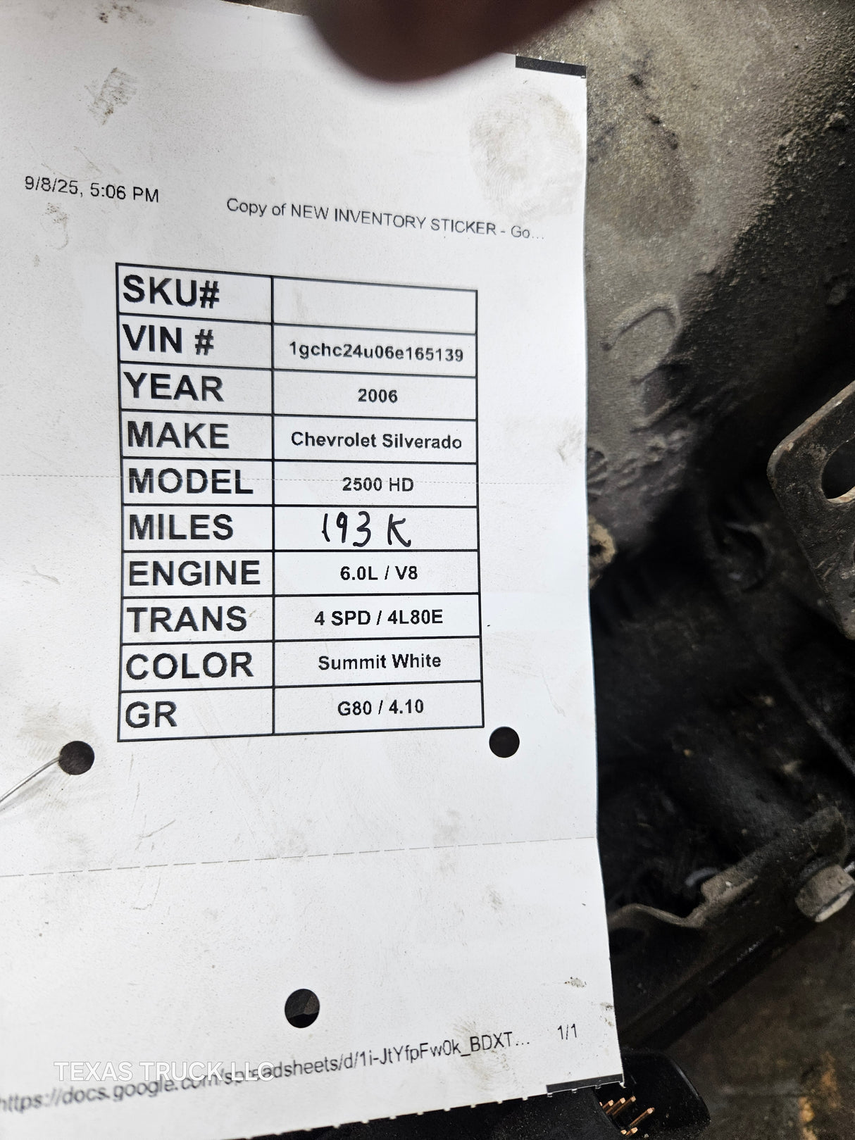 2000-2006 Chevrolet GMC 6.0L 4L80E 2wd 193K Miles AUTOMATIC TRANSMISSION 2500HD 3500HD