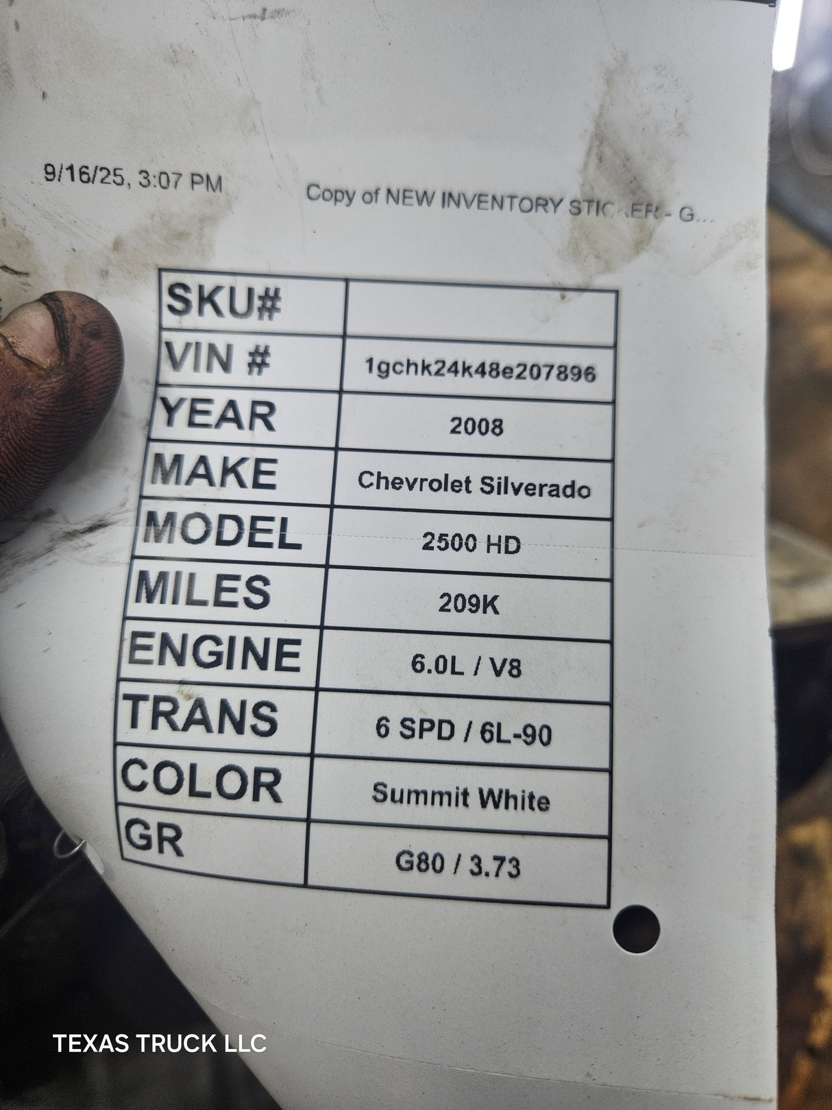 2008 Chevrolet GMC 6.0L 6L-90 4wd 209K Miles AUTOMATIC TRANSMISSION 2500HD 3500HD