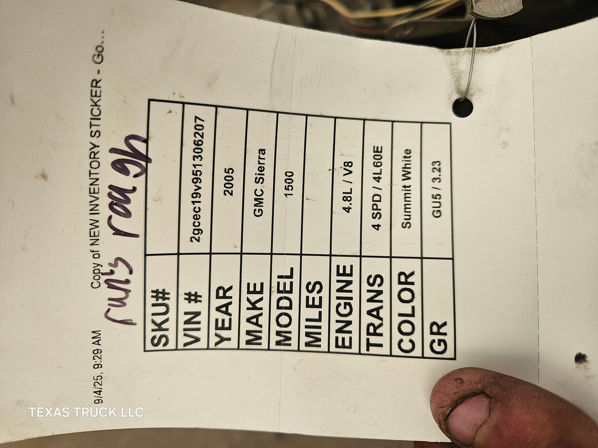 2005 Chevrolet Silverado / GMC Sierra 1500 4.8L engine 164k Miles Runs Rough