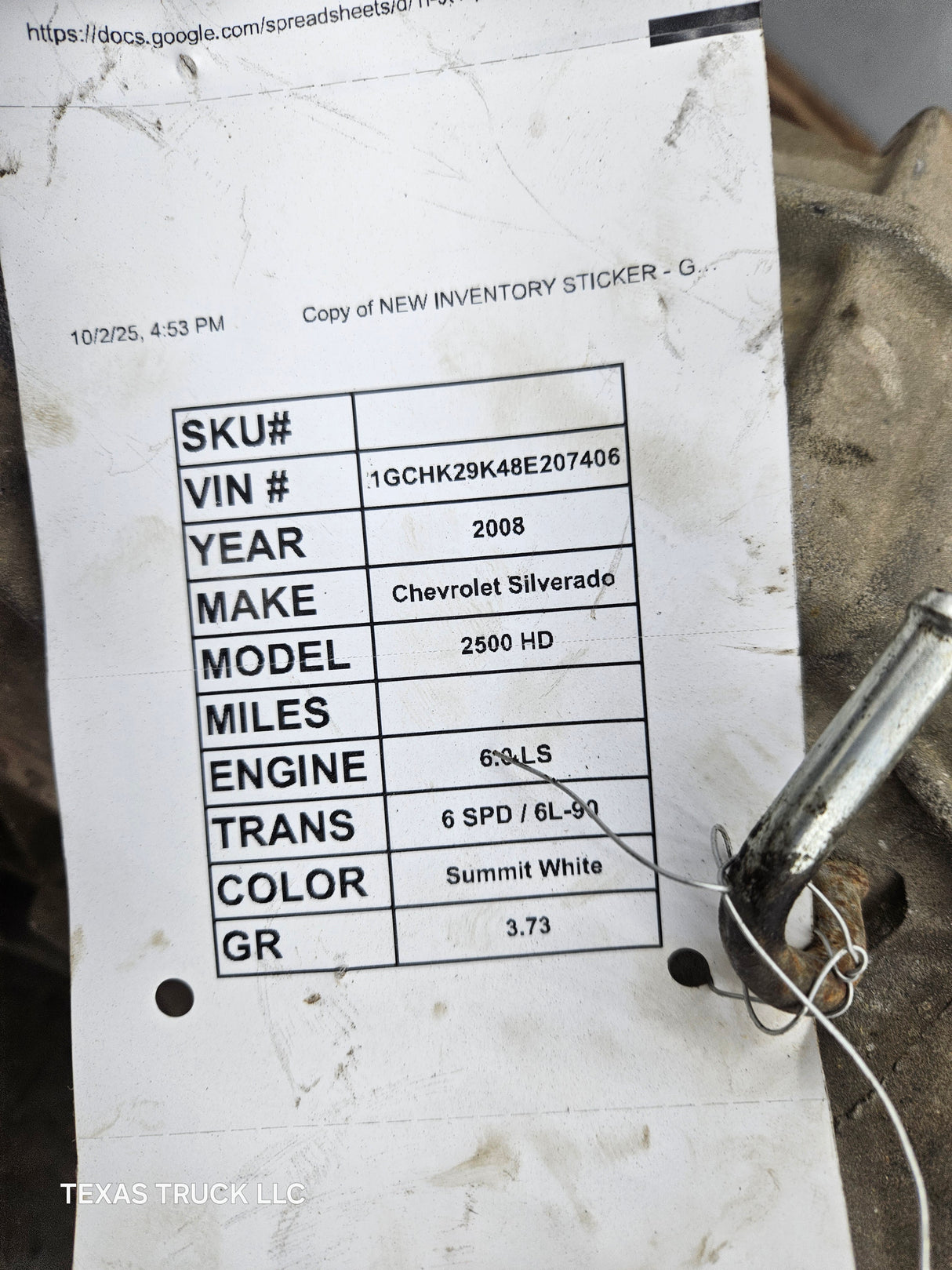 2008 Chevrolet GMC 6.0L 6L-90 4wd Reman AUTOMATIC TRANSMISSION 2500HD 3500HD