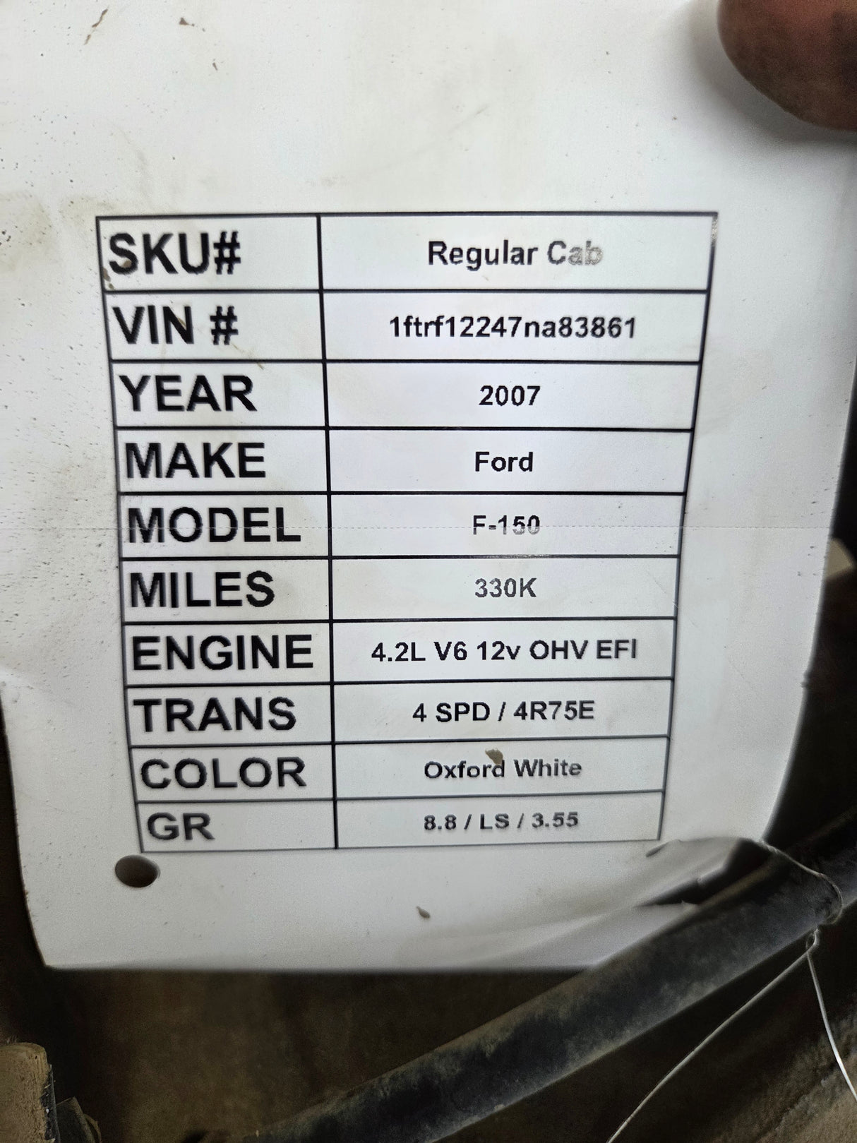 2004-2008 Ford F150 8.8" Rear Axle 3.55 Gear Ratio