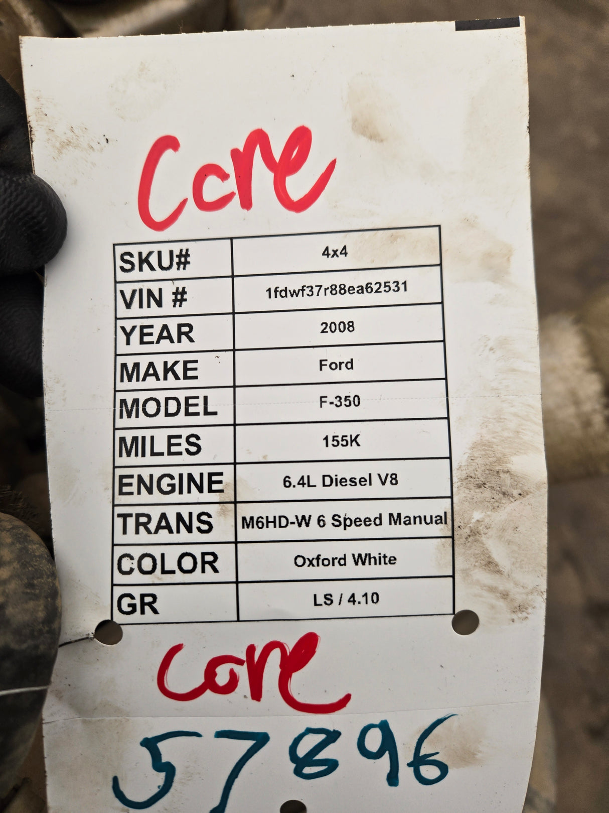 2008-2010 6.4 L Power Stroke Diesel CORE Engine Ford Super Duty