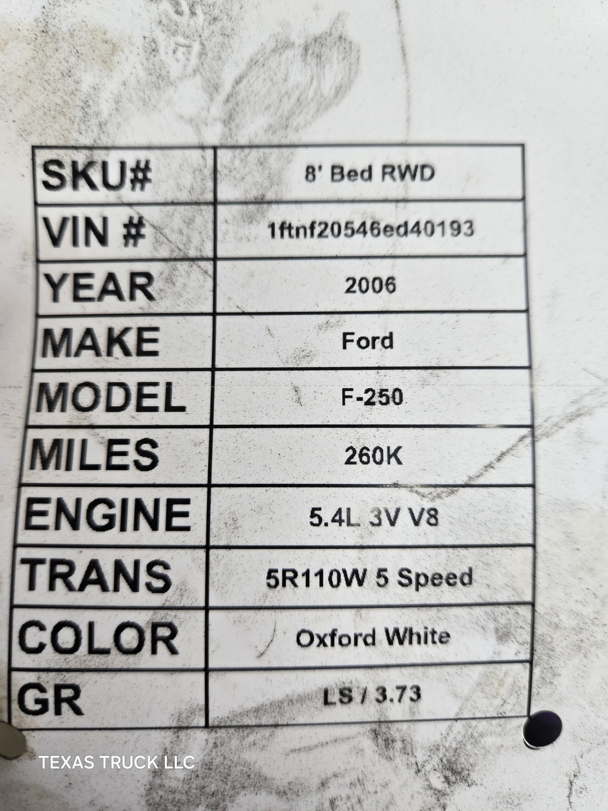 2005-2007 Ford Super Duty F250 F350 SRW Rear Axle 3.73 Gear Ratio 260k Miles