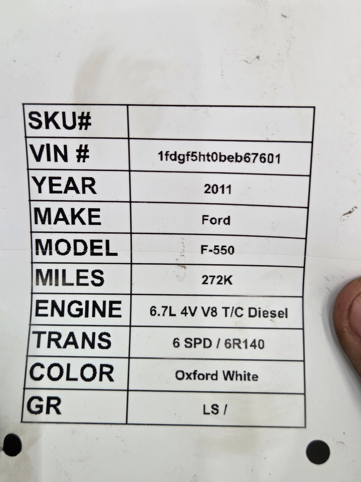 2011-2016 Ford F250 F350 F450 F550 Super Duty Regular Cab