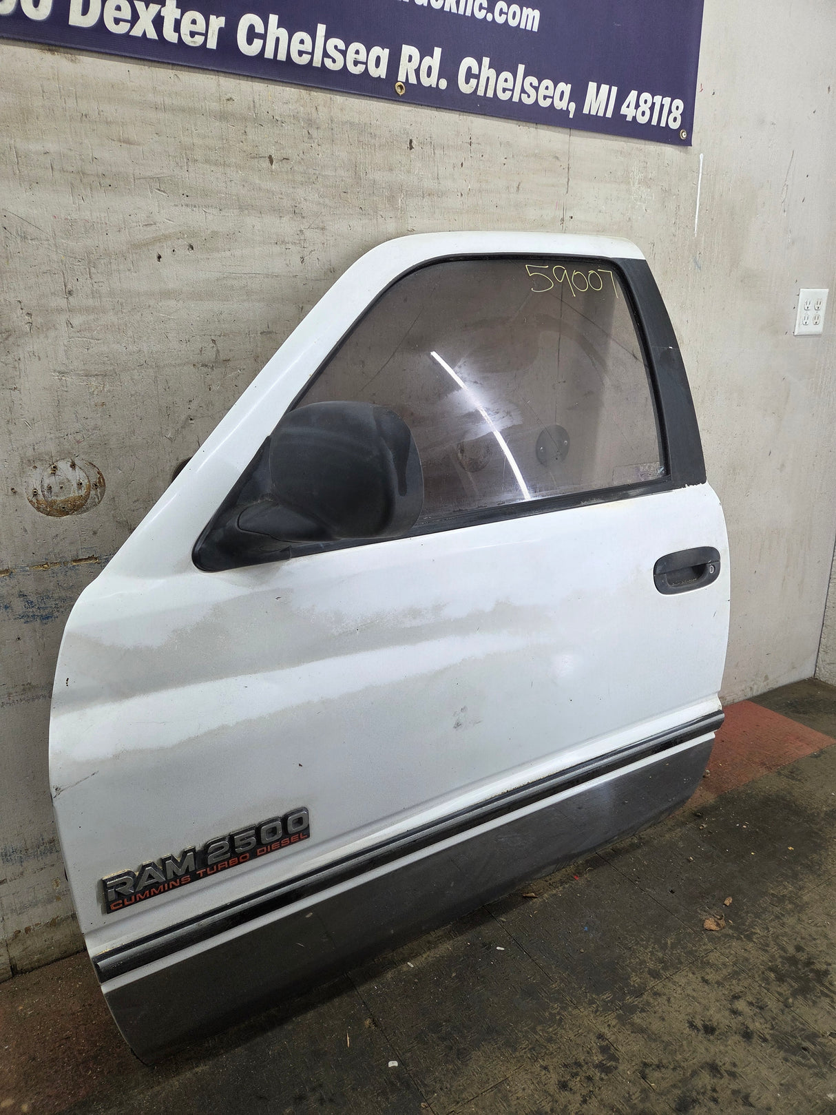 1994-2002 Dodge Ram 2nd Gen LH Driver Side Front Regular Cab / 2 door Extended Cab Door 1500 2500 3500 ROUND CORNER - White