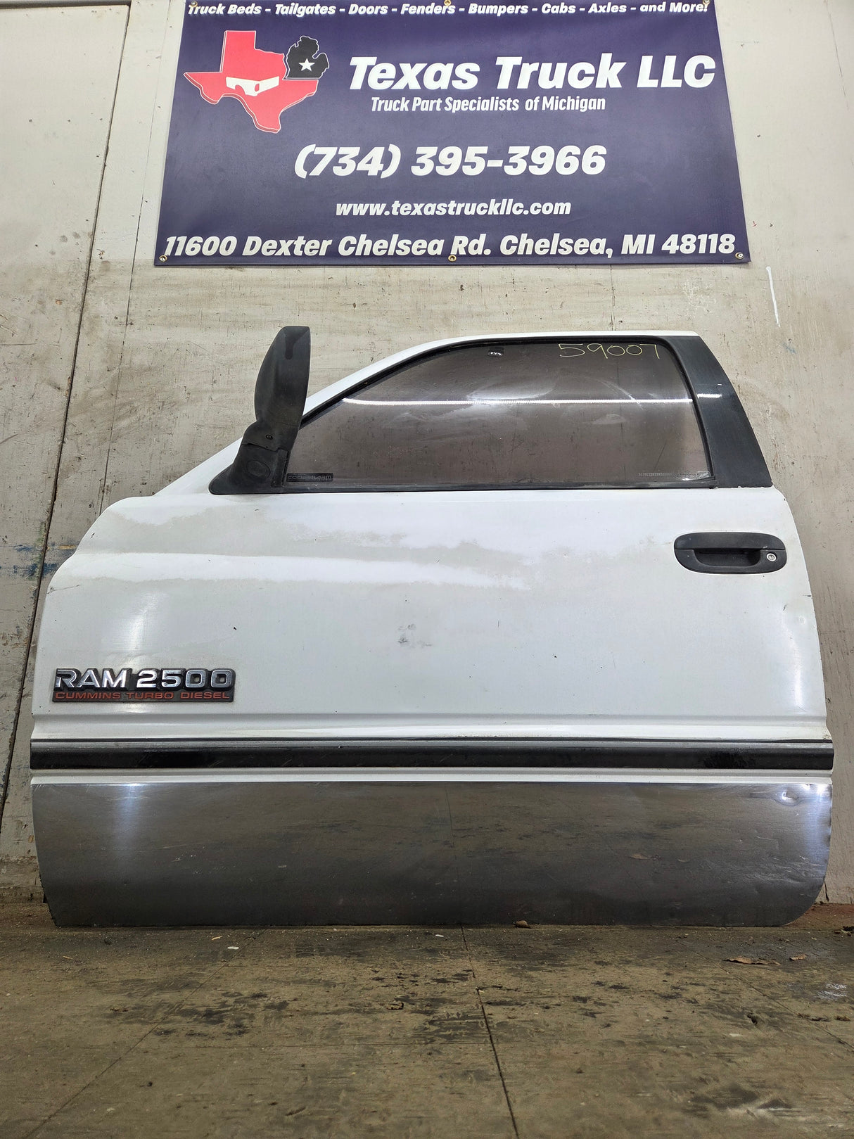 1994-2002 Dodge Ram 2nd Gen LH Driver Side Front Regular Cab / 2 door Extended Cab Door 1500 2500 3500 ROUND CORNER - White