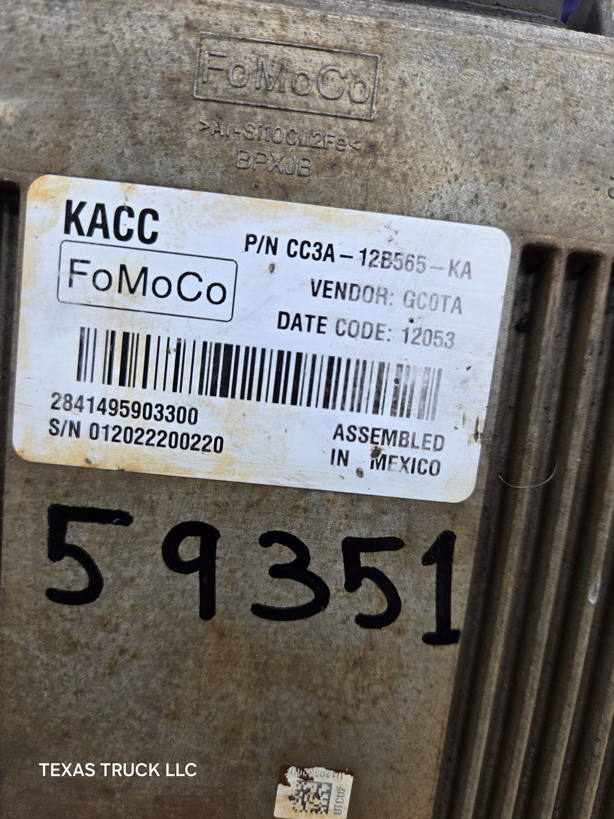 2012 Ford F450 F550 6.7L TCM KACC / CC3A-12B565-KA