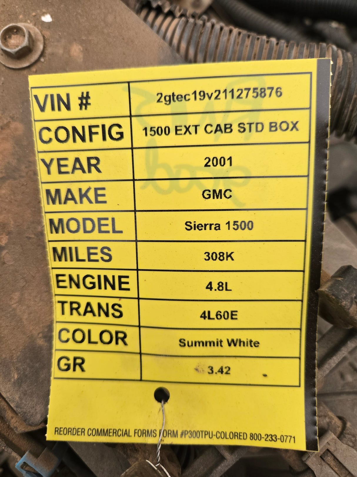 2001 Chevrolet GMC 1500 4.8L Engine LS Vortec Gas Engine Runs good