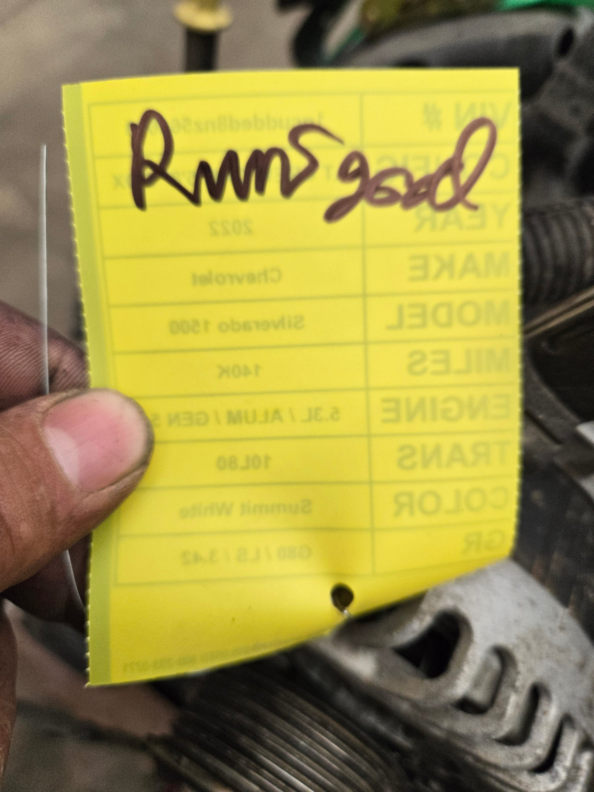 2022 Chevrolet GMC 1500 5.3L Aluminum Block Engine LS Vortec Gas Engine Runs Good