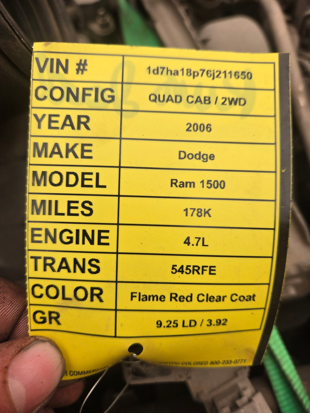 2006 Dodge Ram 4.7L Engine V8 178k miles VIN P (8th digit) Runs Good