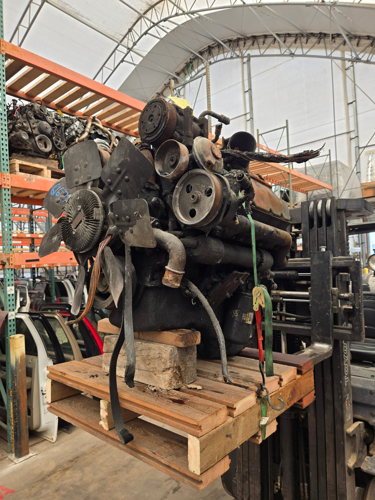 1992-1997 7.3L Power Stroke Diesel Engine Ford BURNED Unknown Running Condition CORE
