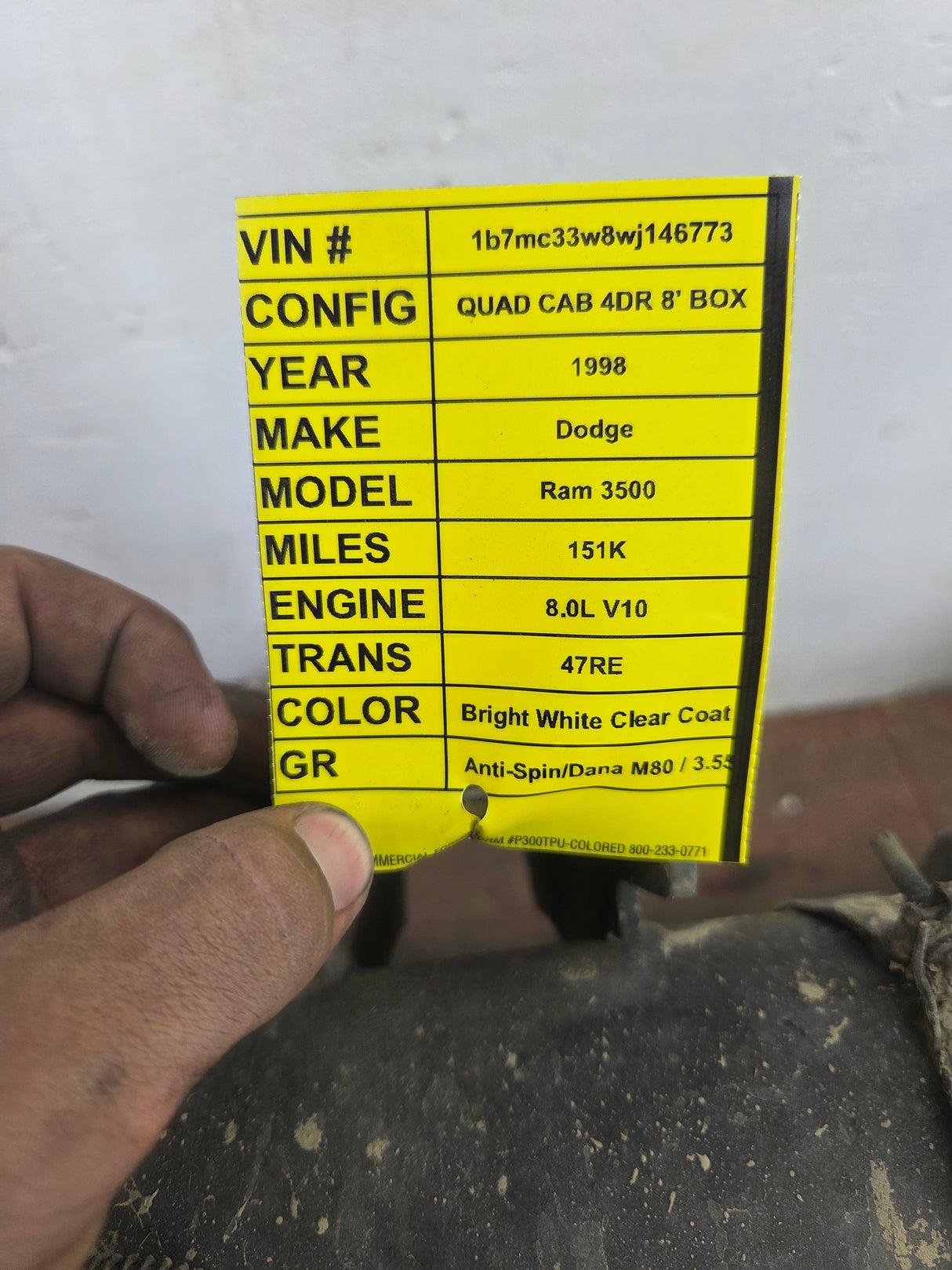 1996-1999 2nd Gen Dodge Ram 3500 Dually 4x4 Rear Axle 3.54 Ratio Cummins Diesel Gas