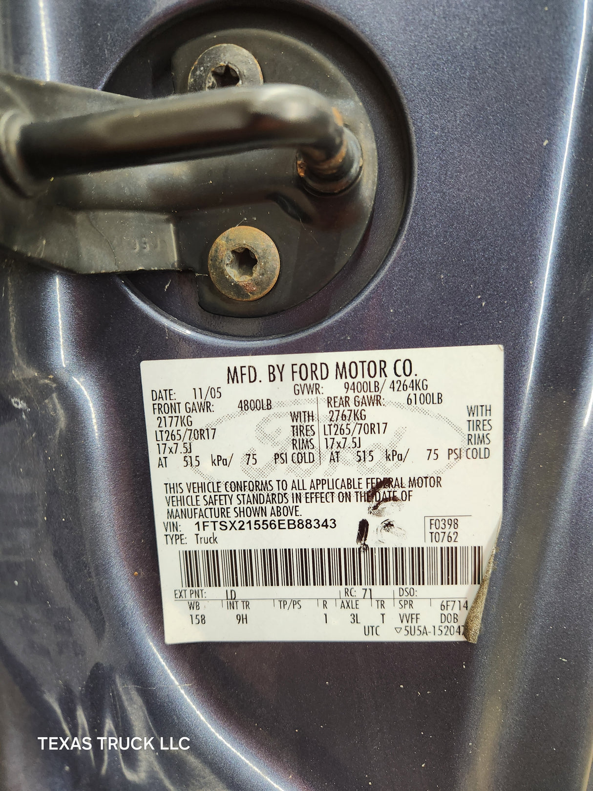 1999-2007 Ford Super Duty F250 F350 F450 F550 LH Extended Cab Driver Rear Door
