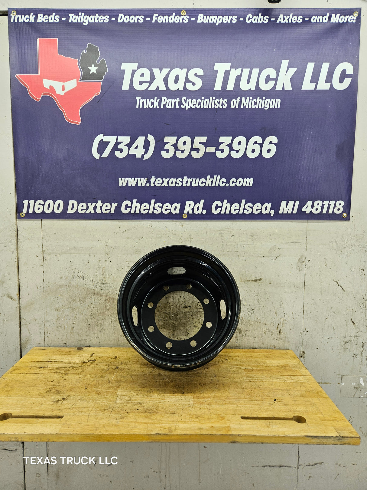 Trailer Wheel, 17.5"x6.75", 8 on 275MM Bolt Pattern, Steel Black OEM Dual, 221 MM Center Bore, 22 MM, 6200 Lbs Capacity