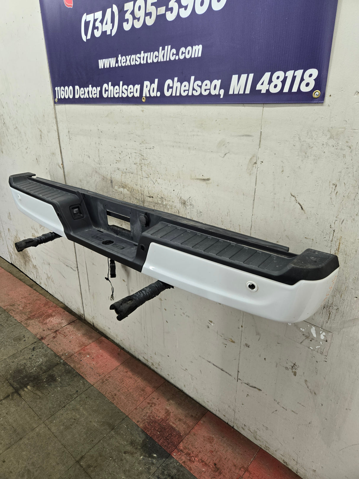 2021-2023 Ford F150 Rear Bumper With Parking Aid Sensors - White
